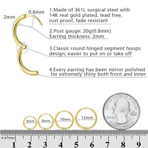 Elegant 316L Steel Huggie Hoops - Perfect for Sensitive Skin & All Occasions - Picture 4 of 7